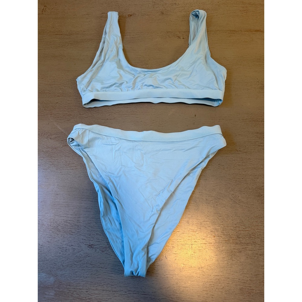 Dippin' Daisy's Light Blue High Waisted Two Piece Bikini Set Large 3034B